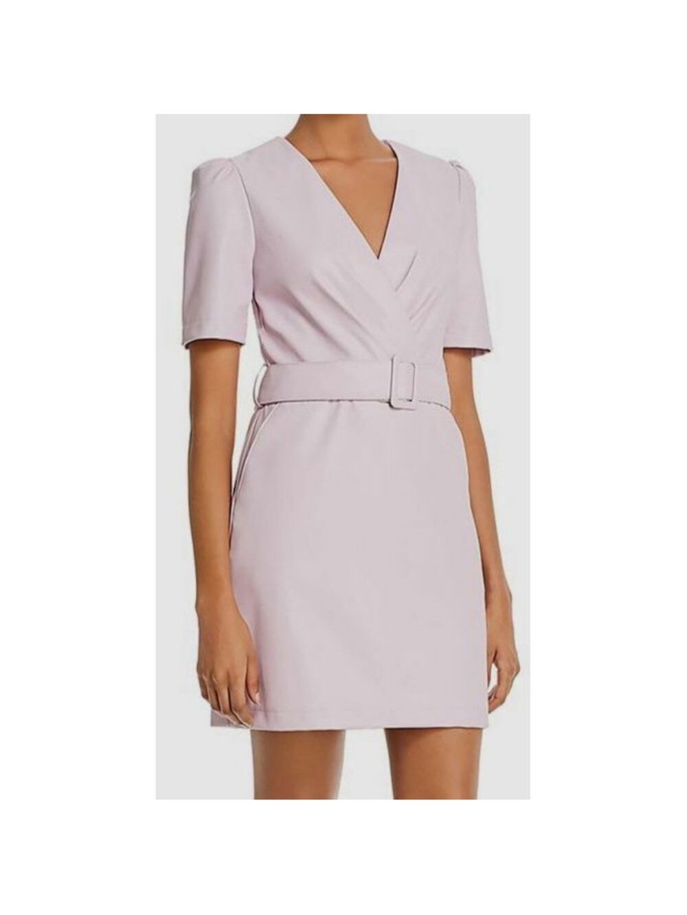 Lucy Paris Lavender Belted V-Neck Mini Dress
